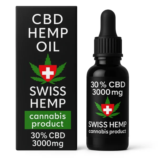 Bočica CBD ulja 30% (3000 mg) s pakiranjem.