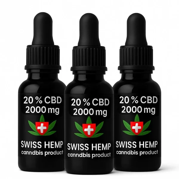 Tri bočice CBD ulja 20% (2000 mg) s kapaljkom.
