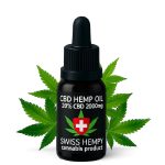 Bočica CBD ulja od konoplje 20% CBD 2000mg ispred listova konoplje.