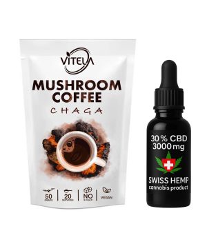 Chaga kava s gljivama i CBD ulje 3000 mg