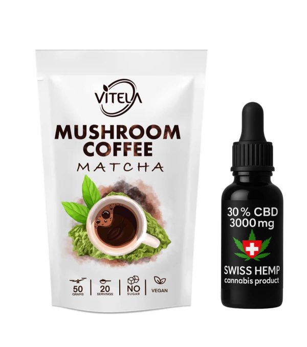 Matcha kava s gljivama i CBD ulje 3000 mg