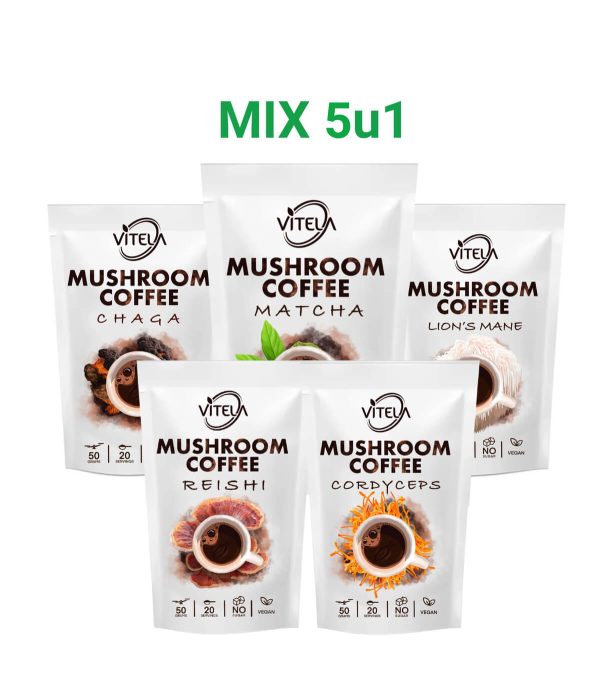 Premium 5u1 kava s gljivama za energiju, fokus, imunitet i opuštanje