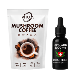 Chaga kava s gljivama i CBD ulje 3000 mg