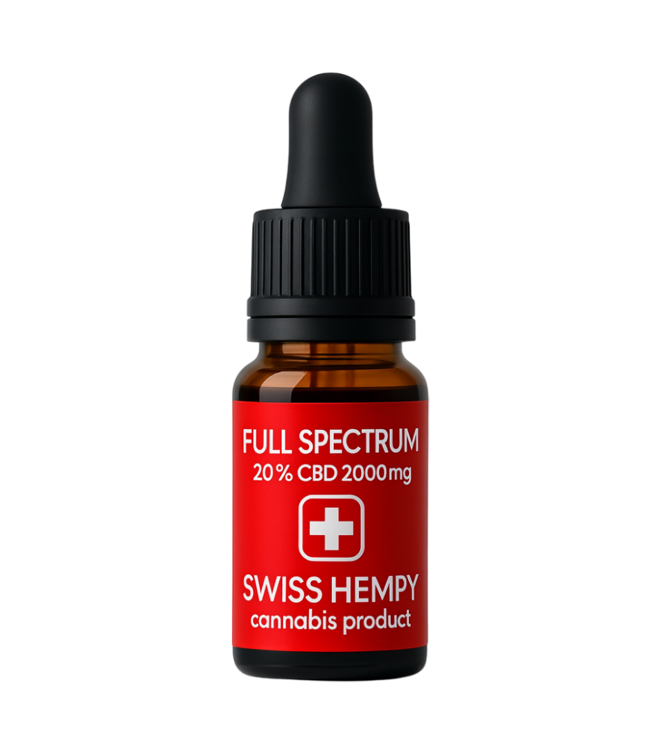 Bočica Full Spectrum 20% CBD ulja, prirodni konopljin proizvod iz Švicarske