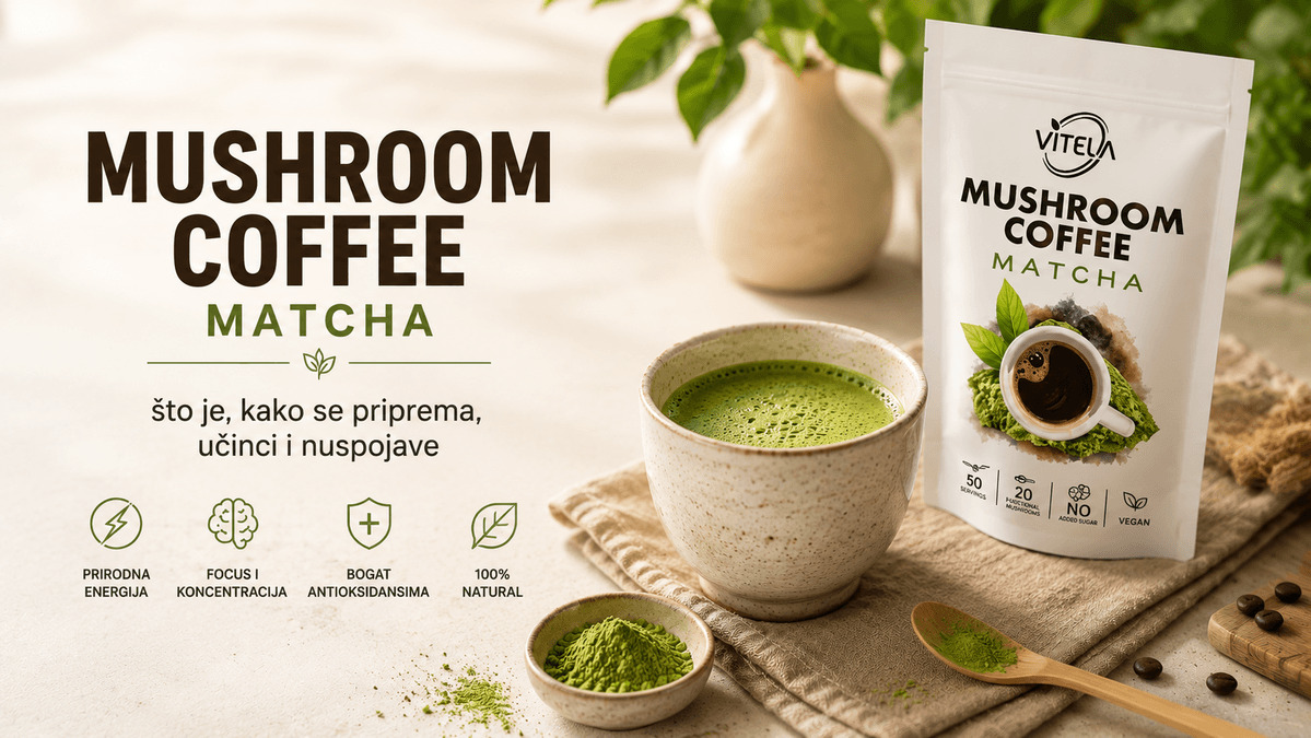 Matcha napitak i Vitela Mushroom Coffee Matcha – priprema, učinci i nuspojave