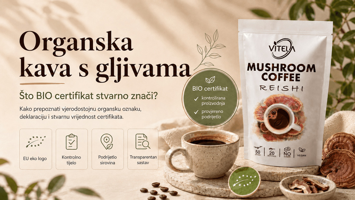 Organska kava s gljivama s BIO certifikatom i EU ekološkom oznakom