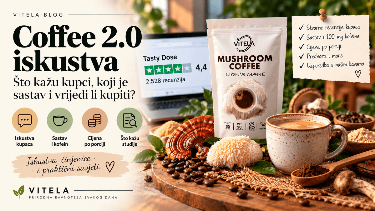 Coffee 2.0 iskustva – sastav, kofein, cijena i usporedba s kavom od gljiva