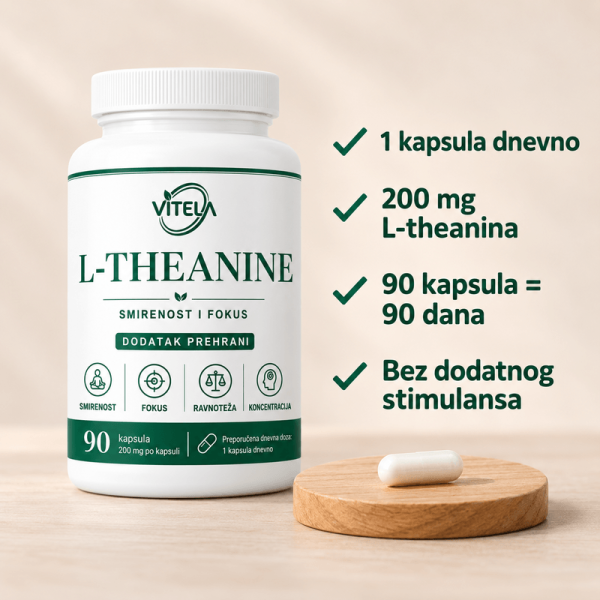 L-Theanine – 1 kapsula dnevno, 200 mg L-theanina i 90 kapsula